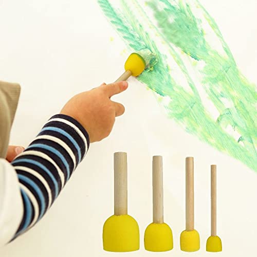 Image of DEZIINE Kid Sponge Paint Brush Original Wooden Handle Painting Graffiti Early Toy DIY Art Supplies Gifts 40Pcs /Set
