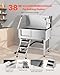 VEVOR Stainless Steel Dog Washing Station, 38 inch Pet Grooming Tub w/Storage Stairs, Faucet & Showerhead & Soap Holder Dog Bathtub for Medium & Small Pets (Left Door)