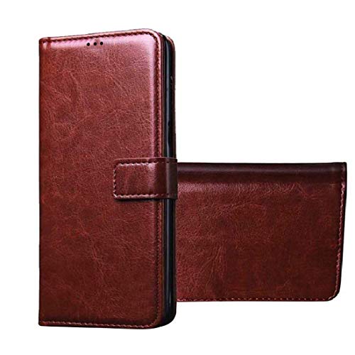 Image of Flip Cover Compatible with Tecno Spark Go (2020) | Premium Leather Finish | Inbuilt Pockets & Stand | Flip Cover Back Case for Tecno Spark Go (2020) (Brown)