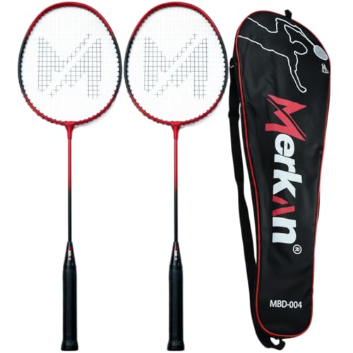 Merkan Badmintonschläger-Set für 2 Spieler, leicht und robust, Doppelschläger, Tragetasche im Set