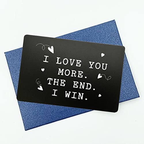 Anniversary Wallet Insert for Men, Wallet Card Gift, I Love You More The End I Win, Engraved Keepsake for Him, Gift for Boyfriend, Girlfriend, Valentines Day, Anniversary Present (Black)3