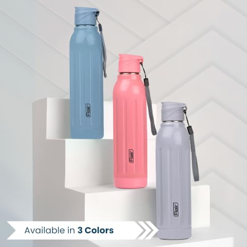 Image of FLAIR Arrow 900 Stainless Steel Water Bottle Set of 2 (650 ml Each), Grey, Hot & Cold, Leakproof, BPA-Free, ISI Certified, Stainless Steel Bottle for Office, Gym, Travel, Trekking & Outdoor Sports
