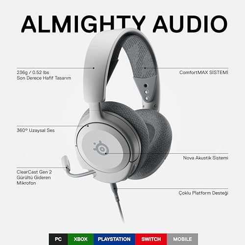 Image of SteelSeries Arctis Nova 1 Multi-System Gaming Wired On Ear Headset Hi-Fi Drivers 360 Spatial Audio Comfort Design Durable Ultra Lightweight Noise-Cancelling Mic PC, PS5 /PS4, Switch, Xbox - White