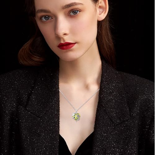 Image of S925 Sterling Silver Skull Pendant Necklace Heart Crystal Birthstone Skull Necklace Gothic Jewlery Gifts