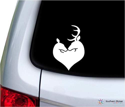 Southern Sticker Company Deer Facing Each Other Heart 5.4x3.7 inches Size Hunting Love Decal Vinyl Laptop car Window Truck - Made and Shipped in USA (White) Southern Sticker Company Deer Facing Each Other Heart 5.4x3.7 inches Size Hunting Love Decal Vinyl Laptop car Window Truck - Made and Shipped in USA (White)