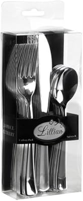 Lillian Tablesettings Silver Premium Polished Plastic Cutleries, 24 Pcs