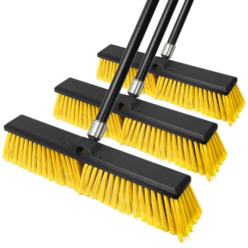 TOMAIX 18 Inches Push Broom Outdoor，Commercial Broom Brush，Stiff Bristle Brush