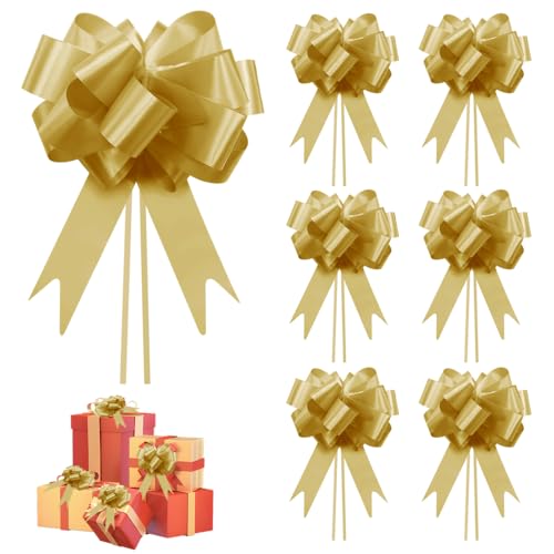 GOIYZTTR Lot de 30 Géant Nœuds Cadeaux Doré Noeuds d'Emballage Cadeau Large Ruban Noeuds pour Emballages Cadeaux, Décorations de Fêtes de Mariage et...