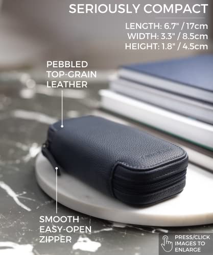 Tawbury 2 Watch Travel Case Leather - Lux Watch Case Travel | Mens Watch Case Travel Watch Cases For Men | 2 Watch Holder For Men Watch Pouch Case | 2 Watch Travel Case For Men | Navy Blue #TOP2