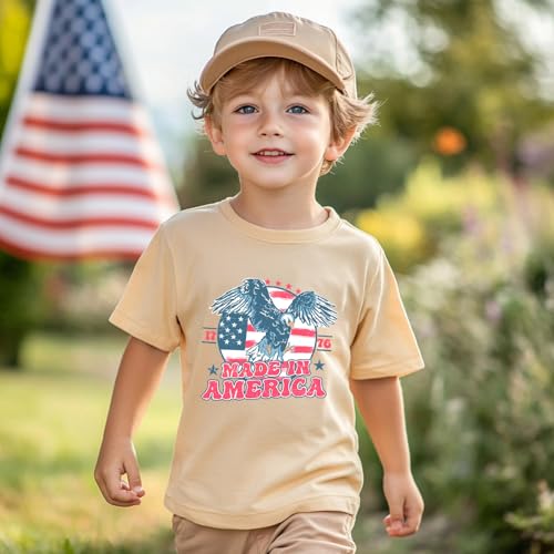 Image of Kids 4th of July Shirt USA Flag Clothes Toddler Boys Girls Children Patriotic Tee Tops 1-7 Years