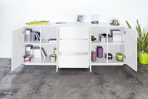 Dmora - Credenza Vito, Madia da cucina a 4 ante e