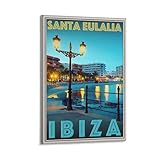 LZTEN Póster de viaje de estilo retro vintage o lienzo – Ibiza España Santa Eulalia arte de pared arte de pared World Travel Holiday Vacation Art Deco lienzo arte de pared póster