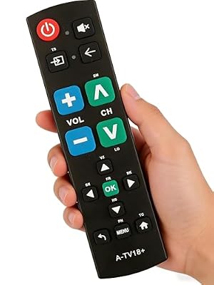Big Button Universal TV Remote Simple Easy to Use, Great for Seniors, Works with Major TV Brands