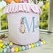 INDERO Personalized Easter Baskets—Custom Embroidered Name Gingham Easter Gift Basket for Kids Durable Easter Egg Hunt Buckets—Customizable Easter Gifts for Boys & Girls（Blue/pink）