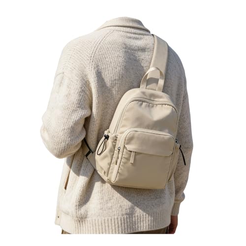 SEAFEW Sling Crossbody Bag for Men Women, Tactical Backpack Shoulder Daypack Mini Anti-Theft Motorcycle Chest Bags, Small One Strap Backpack for Casual Travel Hiking Outdoor Sports Khaki