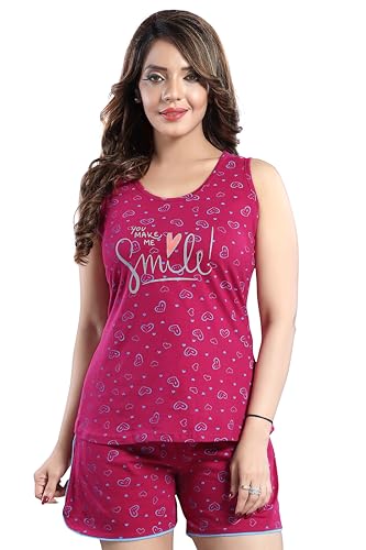 Image of ATTEMPT Women's Cotton Night Suits /Sleepwear /Sleeveless NightSuits /Nightdress /Female Nightwear