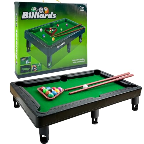 YumSur Mini Pool Billardtisch Pooltisch Set mit 11 Bällen, 2 Queues und 1 Dreieck, Tragbarer Stressabbau-Tisch-Snooker-Spiel-Set für Kinder und Erwachsene (Style 2)