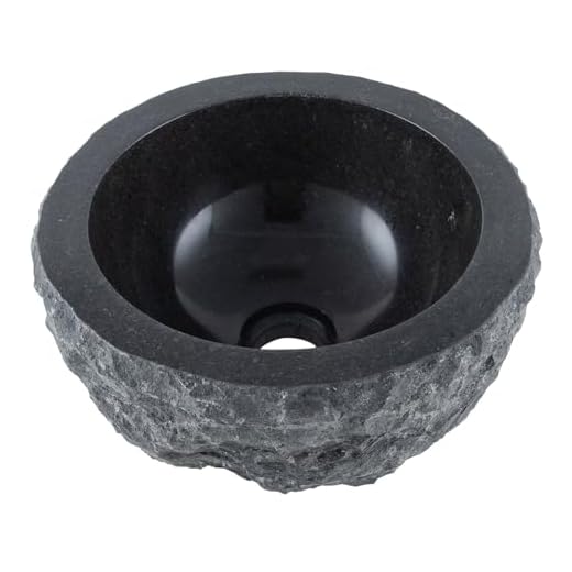 wohnfreuden Marmor Waschbecken schwarz rund 30 cm - Unikat Aufsatzwaschbecken aus Stein für das Badezimmer
