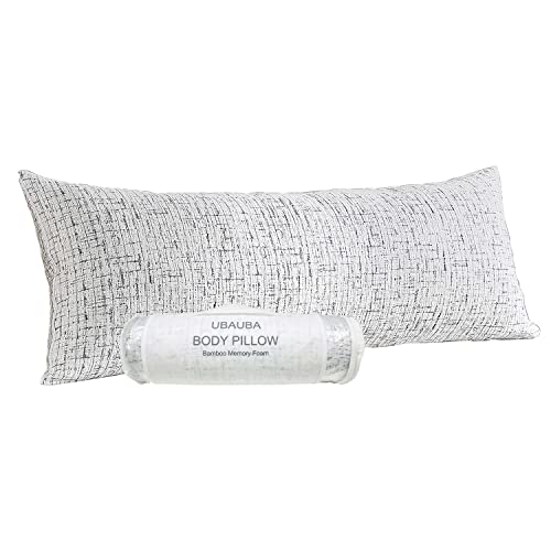 Ubauba Shredded Memory Foam Body Pillow Insert with Bamboo Cover - Long Pillow for Bed Sleeping - Full Body Pillow with Zippered Pillowcase