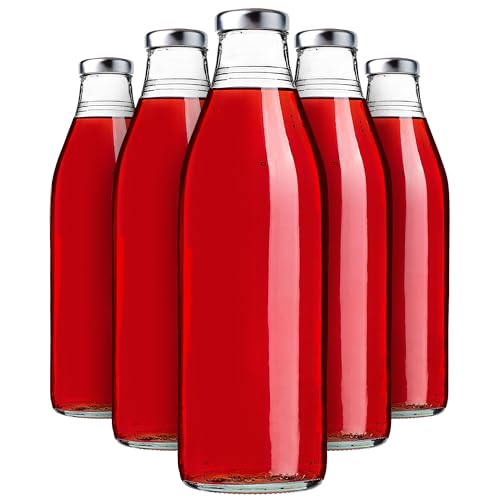 KADAX Saftflaschen 1L, … Stück, Glasflaschen mit Schraubverschluss fi43mm, leere Flaschen zum Einkochen, Einmachflaschen zum Befüllen von Saft & Sirup