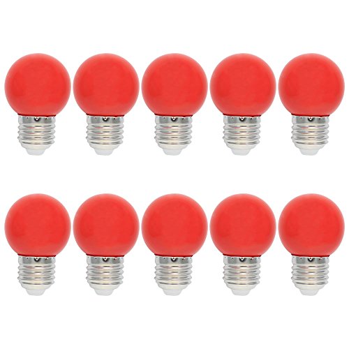 10X E27 Ampoules de Couleur 1W Rouge LED Bulb PC Ampoule Décoration 100LM Super Brillant Couleur à LED AC220V-240V