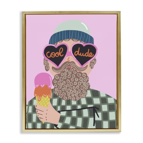 Cool Dude Whimsical Man Checkered, 24 x 30 Inch Canvas in Floater Frame