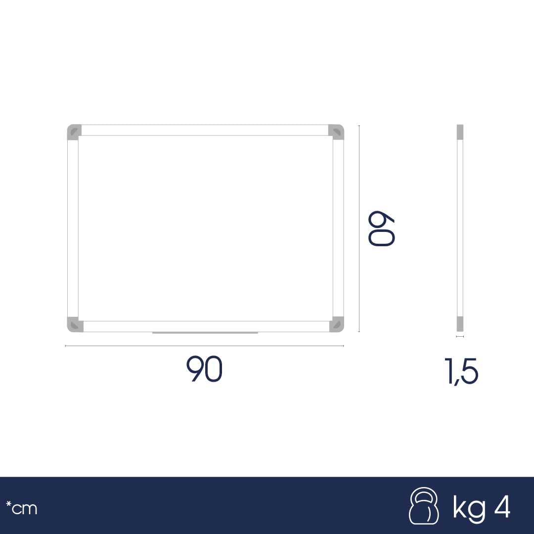 Danieli | Tablón de anuncios de fieltro azul 90 × 60 cm | Pizarra de fieltro azul con marco de aluminio | Tablero de notas de pared con fieltro, para fotos y avisos.