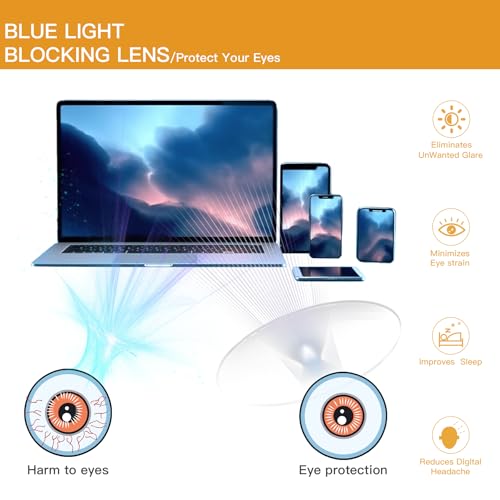 Image of Vintage Round Blue Light Glasses for Women Men, Retro Circle TR90 Frame Protection Eyeglasses Anti Eyestrain Ruby