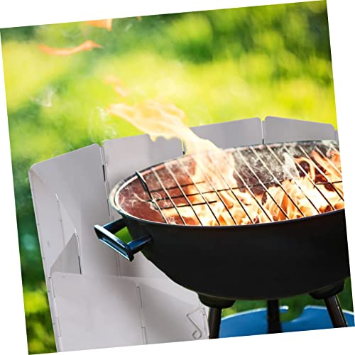 Ganazono 1Pc Barbecue Windshield Splatter Shield Guard Outdoor Windshield Outdoor Silver Aluminum Alloy Cooking Utensils Camp Stove Windshield Practical Bbq Windshield Hiking Supplies #TOP6