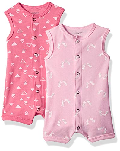 Image of Hanes Baby Ultimate Flexy Button Up Short Sleeve Bodysuit Romper (2 Pack)
