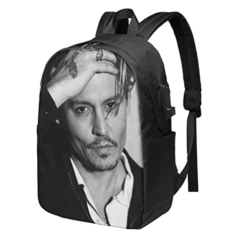 Johnny Depp Usb Backpack Travel Laptop Daypack Unisex Adjustable Bookbag Outdoor Sport Backpack For School Hiking Business Work 17 Inch Cover