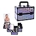 Kosmetikkoffer Aluminium Schminkkoffer, kosmetikkoffer Kosmetik Beautycase mit Spiegel, Tragegriff & Schloss, Multifunktional Make-up Koffer zur Aufbewahrung von, Kosmetik und Zubehör (Regenbogenblau)