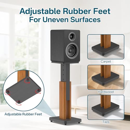 Height Adjustable Speaker Stands Pair with Most Satellite, Studio, Bookshelf Speakers - Floor Speaker Stands for Klipsch, Edifier, Yamaha, JBL Bookshelf Speaker Stands Holds 50Lbs with Cable Clips - Image 5