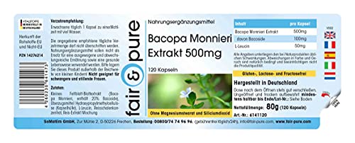 Brahmi Bacopa Monnieri Extrakt 500mg – 120 Kapseln