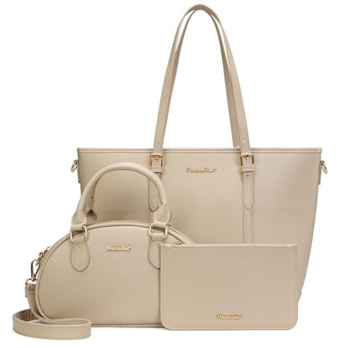 Montana West Purses for Women 3PCS Set Large Work Tote Bag with Crossbody Satchel and Wallet Handbags for Women Laptop Purse Fits 15.6 Inch Laptop Office Business Travel Bag