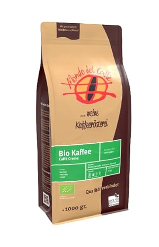 Bio Caffè Creme Premium Bio Kaffee 1 kg | ganze Bohne | kräftig Bohnenkaffee mit wenig Säure | 100% Arabica Blend | fair & direkt gehandelt | frisch & schonend geröstet Cover