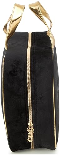 Juicy Couture Black Makeup Bag Cosmetics Organizer Travel Essentials Weekender Velour Rhinestone Gold Trim3