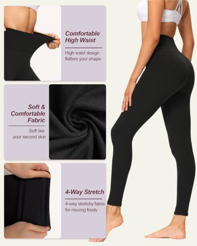 Image of TNNZEET High Waisted Leggings for Women - No See Through Tummy Control Cycling Workout Yoga Pants with Pockets Reg & Plus