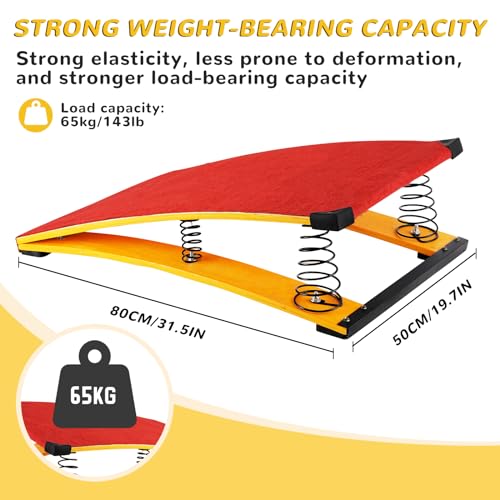 Meticuloso Gymnastics Springboard 4 Springs Gymnastics Equipment Suitable for Vaulting Springboard for Kids Vaulting Training Fitnes Playing, RED
