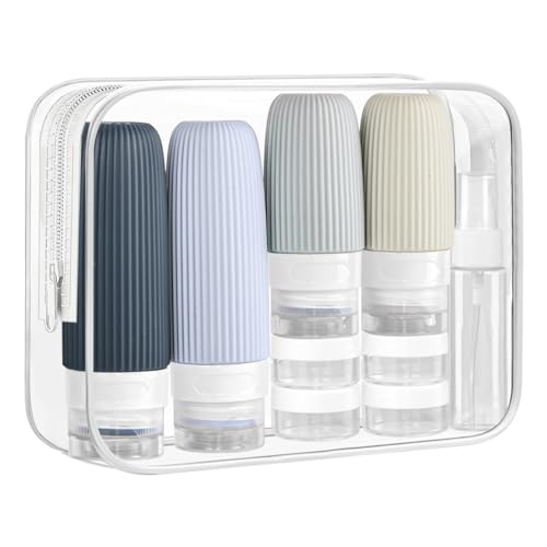 Flacons de voyage TSA lot de 16 bouteilles rechargeables grises pour cosmétiques