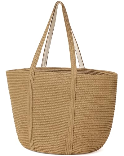 Loiyadn Straw Bag, Beach Bag Straw Beach Bags for Women Foldable Packable Beach Tote Lightweight...