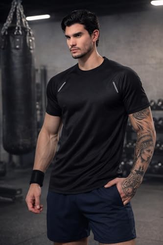 Image of Kvetoo Mens Dry Fit Gym T Shirt Quick Dry Sweat Proof Breathable Workout Tee Muscle Fit Athletic Sports T Shirt for Gym Running Training