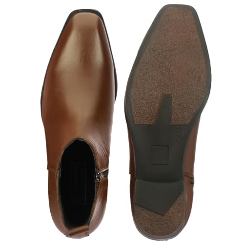 Image of Men's Chelsea Boots with Zipper closure | Croc Textured Leather | Cuban Heel | Italian Design | TPR Sole | Cushioned Insole