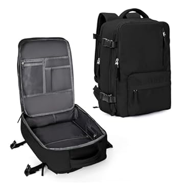 Mochila feminina de viagem grande, impermeável, aprovada como bagagem de mão, para trilha e esportes ao ar livre, A - Preto, Large