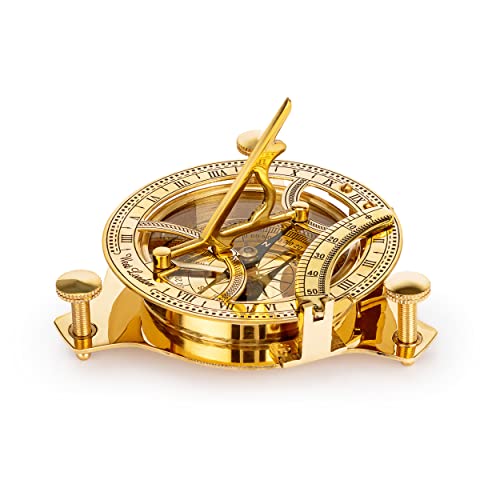 NKlaus Maritim Sonnenuhr-Kompass 11 cm in der Holzbox aus Messing Richtungsanzeiger 11684