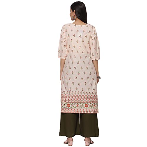 Image of Rangriti Olive Green Cotton Straight Kurta for Women