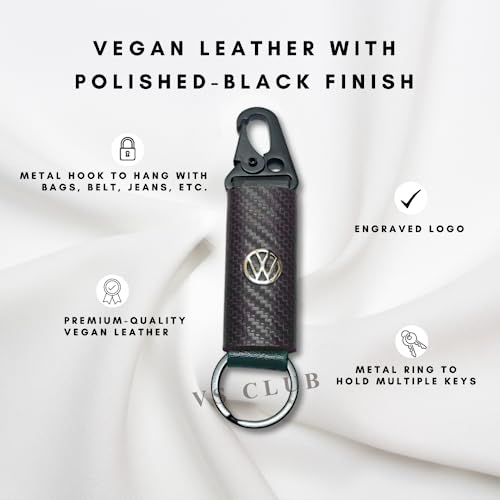 Image of VS Club Keychain for Car Bike Scooter Scooty | Compatible with Volkswagen Polo Vento Taigun Tiguan Virtus Beetle | Stylish Vegan Leather Key Chain | Perfect for Gifting Birthday