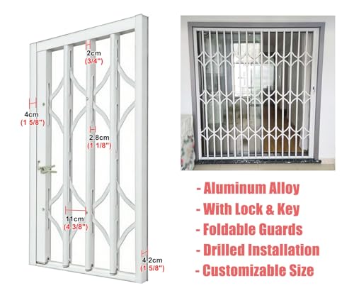 Barras de seguridad para ventana, rejilla plegable extra ancha para sótano, protector de protección contra robo duradero, barandilla de seguridad ajustable para seguridad del hogar