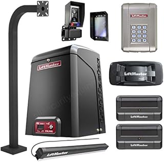 Liftmaster CSL24U / CSL24UL Slide Gate Opener Kit W/Battery Back-Up, 2 Remotes, 828LM Gateway, KPW250 Wireless Keypad & Keypad Pedestal