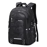 Backpack for Men Women, School Backpack with 4 Compartments, 40L Travel Laptop Backpack with Anti Theft Pocket Casual Hiking Daypack Water Resistant Bookbag Computer Bag Fits 17.3 Inch Notebook, Camo